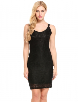 

Black Sleeveless Lace Bodycon Pencil Short Dress, Multicolor