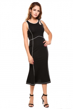 

Black O-Neck Sleeveless Party Mermaid Dress, Multicolor