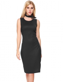 

Black Back Split Elastic Glitter Package Hip Dress, Multicolor