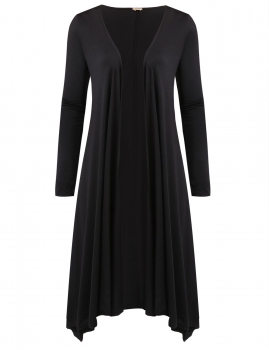 

Black Long Sleeve Asymmetric Solid Drape Open Long Cardigan, Multicolor