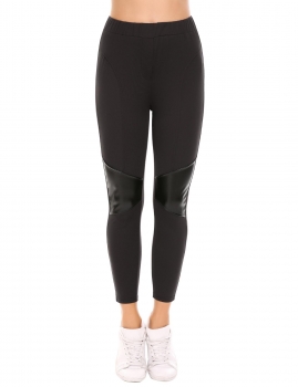 

Brown High Waist Patchwork Stretch Tights Casual Skinny Leggings, Multicolor