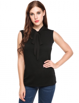 

Black Casual V-Neck Chiffon Bandage Patchwork Elastic Tank Top, Multicolor