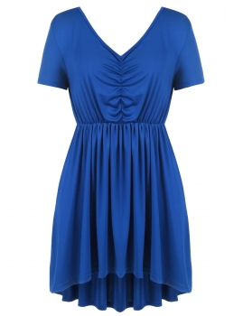 

Blue Plus Size Solid Draped High Low Swing Hem Tunics, Multicolor
