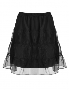 

Black Mesh Patchwork Casual Flared A-Line Tiered Skirt, Multicolor