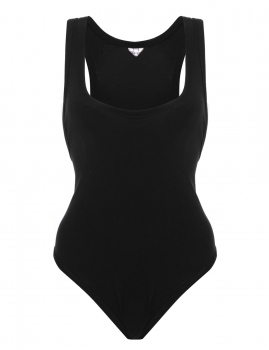 

Black Plus Size Sleeveless Solid Slim Fit One Piece Bodysuit, Multicolor