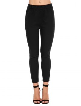 

Black High Waist Stretch Skinny Solid Ankle Pencil Pants, Multicolor