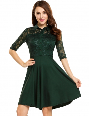 Dark Green Casual Dress