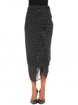 

Black Pull-On High Waist Dot Pleated Skirt, Multicolor