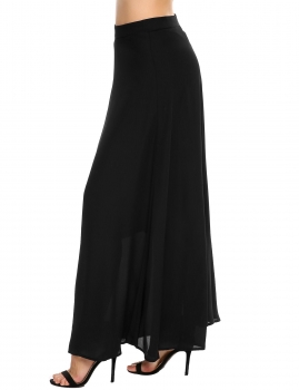 

Black Solid Back Zipper Long Chiffon Swing Skirt, Multicolor