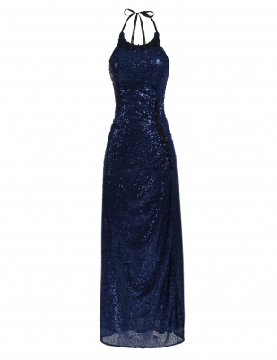 Navy Blue Maxi Halter Dress Navy Blue Sequined Maxi Dress