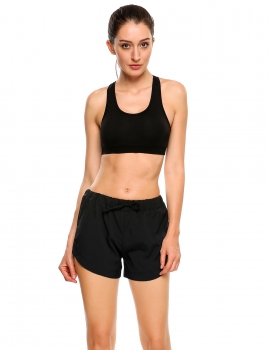 

Black Drawstring Waist Solid Summer Casual Sports Shorts, Multicolor