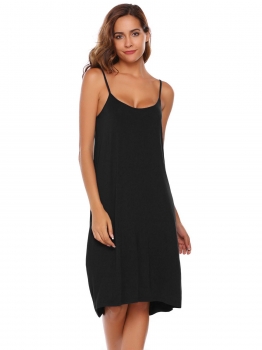 

Black Spaghetti Straps Solid Sleeveless Shift Dress, Multicolor