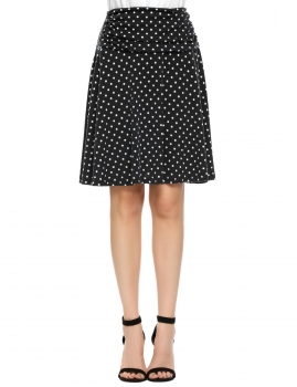 

Black Polka Dot Ruched Casual A Line Skirt, Multicolor