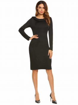 

Black Long Sleeve Solid Bodycon Work Dress, Multicolor
