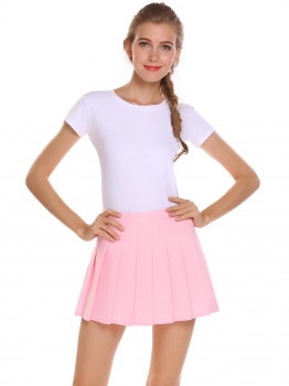 

Pink Medium Waist Mini Pleated Tennis Sports Skirt with Lining, Multicolor