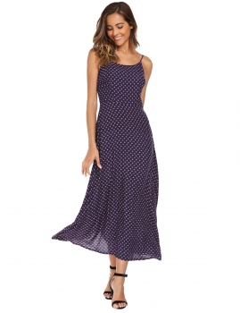 

Navy blue Spaghetti Strap Floral Beach Maxi Dress, Multicolor