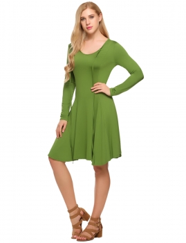 

Green Tie Front Plunge Asymmetric Swing Dress, Multicolor