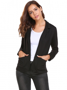 

Black Solid Long Sleeve Slim Fit Welt Blazer Coats, Multicolor