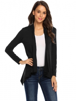 

Black Women Casual Long Sleeve Open Front Asymmetrical Cardigan, Multicolor