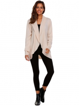 

Apricot Long Sleeve Solid Open Front Cardigan, Multicolor