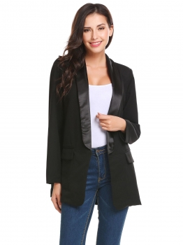 

Black Women Casual Shawl Collar Slim Fit Open Front Work Office Blazer, Multicolor