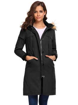 

Black Removable Hooded Thickened Warm Winter Parka Jacket, Multicolor