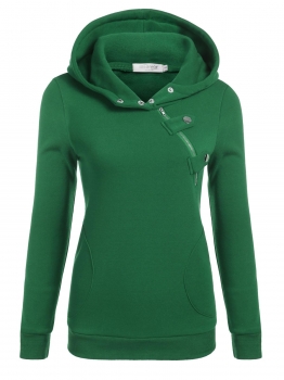 

Army green Women Long Sleeve Pullover Casual Hooded Solid Fleece Hoodie, Multicolor