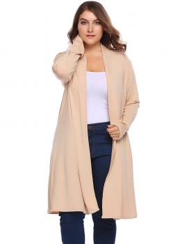 

Beige Solid Long Sleeve Open Front Knit Coats, Multicolor