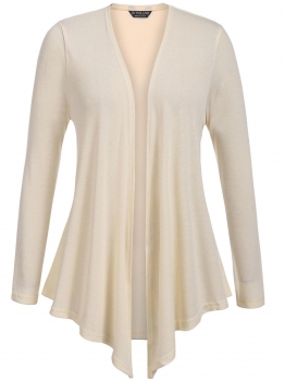 

Beige Plus Size Long Sleeve Open Front Solid Cardigan, Multicolor