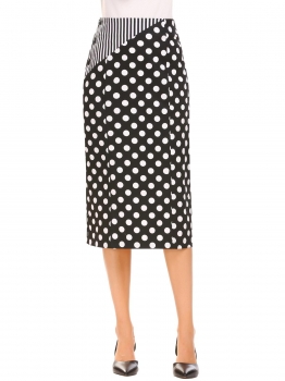 

Black Women Casual High Waist Patchwork Prints Side Button Spring Summer Sexy Skirt, Multicolor