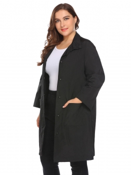 

Women Plus Size Casual Stand Neck Solid Button Lightweight Jacket, Multicolor