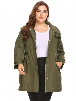 

Army green Women Casual Removable Hooded Thickened Warm Winter Puffer Coat, Multicolor