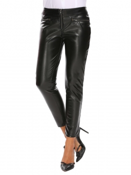 

Black Women PU Casual Slim Fit Pants Sexy Tight Biker Leggings, Multicolor