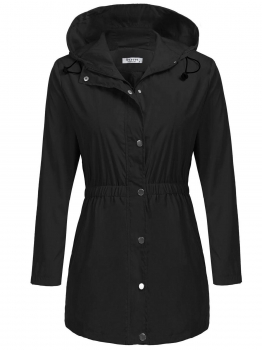 

Black Women Lightweight Hooded Raincoat Outdoor Active Slim Light Waterproof Jacket, Multicolor