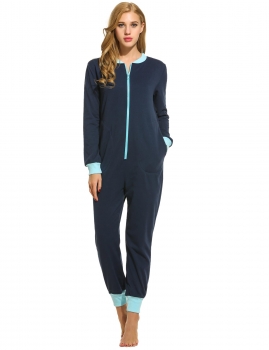 

Womens Long Sleeve Solid V Neck Nightwear Pajamas, Multicolor