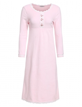 

Women Long Sleeve Lace Trimmed Lounge Dress Nightgown Sleepwear Nightdress, Multicolor