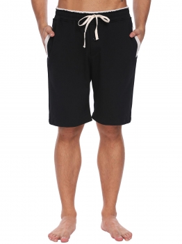 

Black Elastic Waist with Drawstring Patchwork Pajama Pants, Multicolor