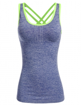 

Blue Casual Sleeveless Padded Gym Sports Running Vest Tank Top, Multicolor