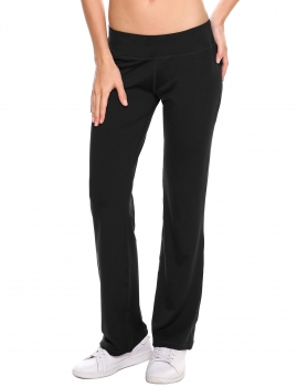 

Black Loose Mid-waisted Stretchy Sports Ygoa Pants, Multicolor