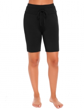 

Black Slim Solid Breathable Elastic Casual Sports Ygoa Shorts, Multicolor
