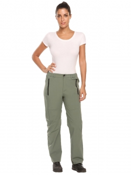

Army green Solid Mid Waist Windproof Waterproof Outdoor Pants, Multicolor