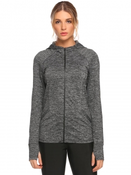 

Black Hoodie Long Sleeve Stitching Zipper Pocket Coat, Multicolor