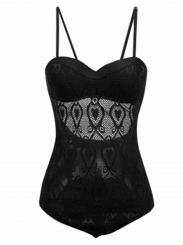 

Black Backless Fishnet Patchwork One Piece Swimsuits, Multicolor