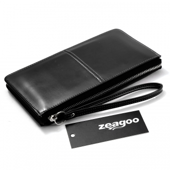 

Synthetic Leather Zipper Around Clutch Card Holder Long Wallet, Multicolor