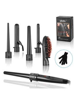 

Interchangeable Curling Iron Waver Maker Hair Curler Brush Set, Black