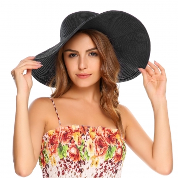 

Straw Packable Wide Brim Beach Outdoor Sun Hat, Multicolor