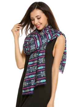 

Black Printing Soft Casual Tassel Long Shawl Scarf, Multicolor