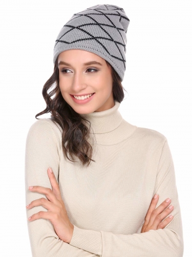 woolen knit comfort warm plaids hat