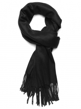 

Black Women Fashion Soft Blanket Tassel Solid Fringed Oversized Wraps Scarf, Multicolor