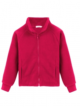 

Rose Pink Kids Girl Stand Neck Solid Cute Fleece Jacket, Multicolor